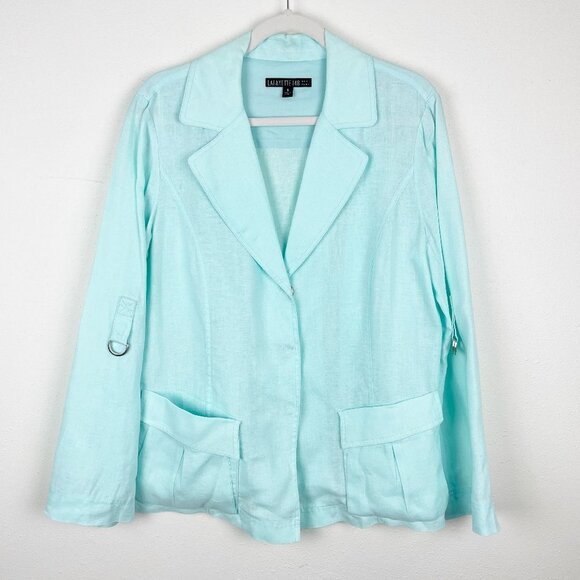 NEW Lafayette 148 100% Linen Aqua Jacket - Picture 1 of 4